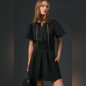 Anthropologie The Somerset Romper in Black: Cotton Poplin Edition Size S. NWT